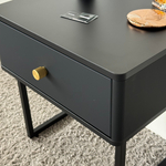 Тумба прикроватная на ножках ROYAL 5301 эко (Черный-Черный-р.золото)