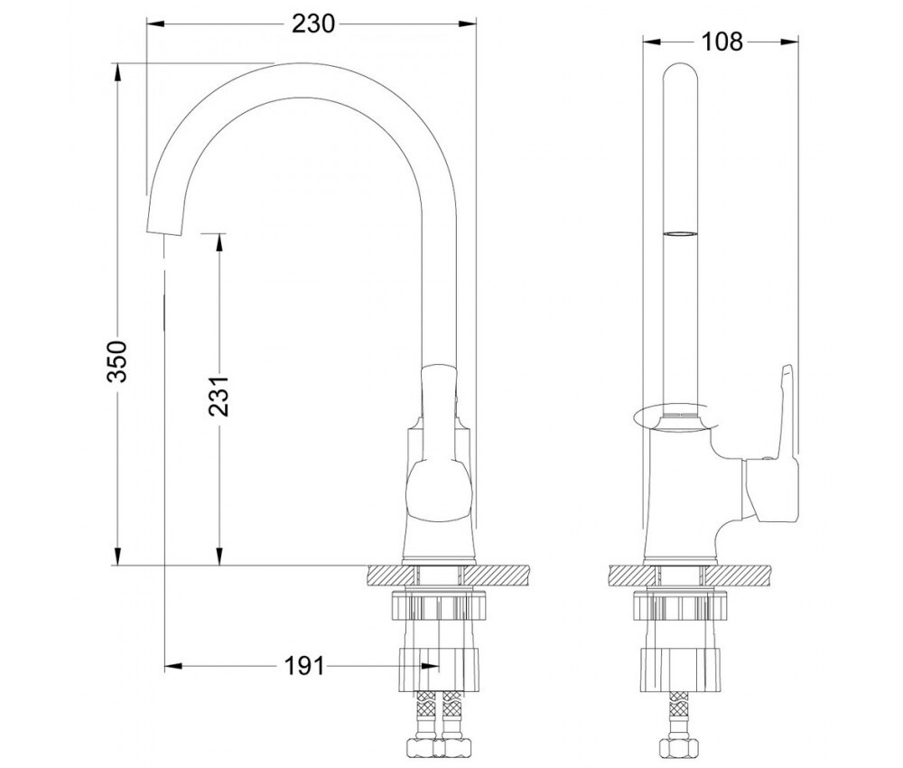 Смеситель LM0505C для кухни с высоким поворотным изливом