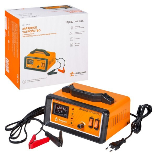 Устройство зарядное AIRLINE 12В/24В 0-15А, амперметр, ручная регулировка, импульсное (AIRLINE)