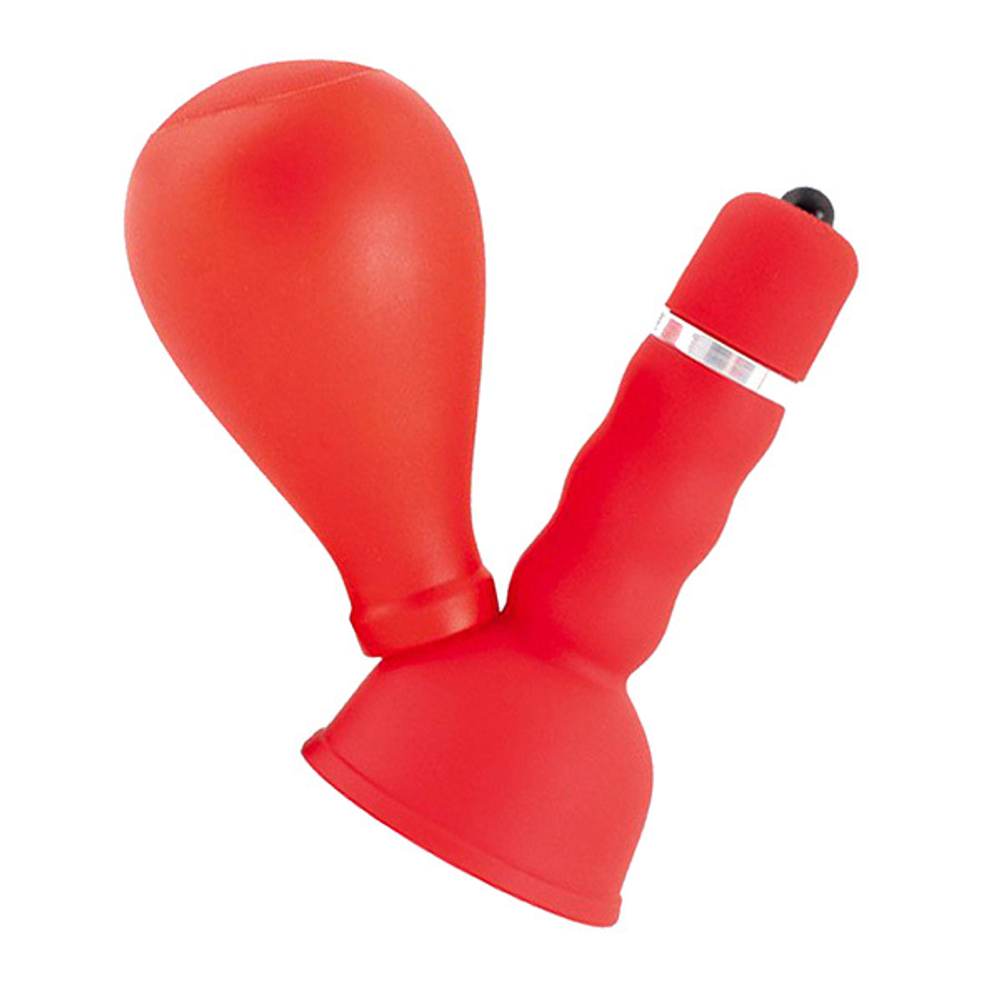 Красный вибратор 8см с грушей на сосок ToyFa Black&Red 905002-9