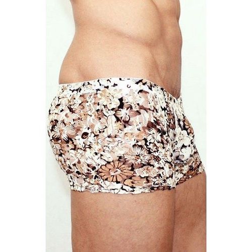 Мужские трусы боксеры бежевые с цветами Romeo Rossi Boxer RR00228