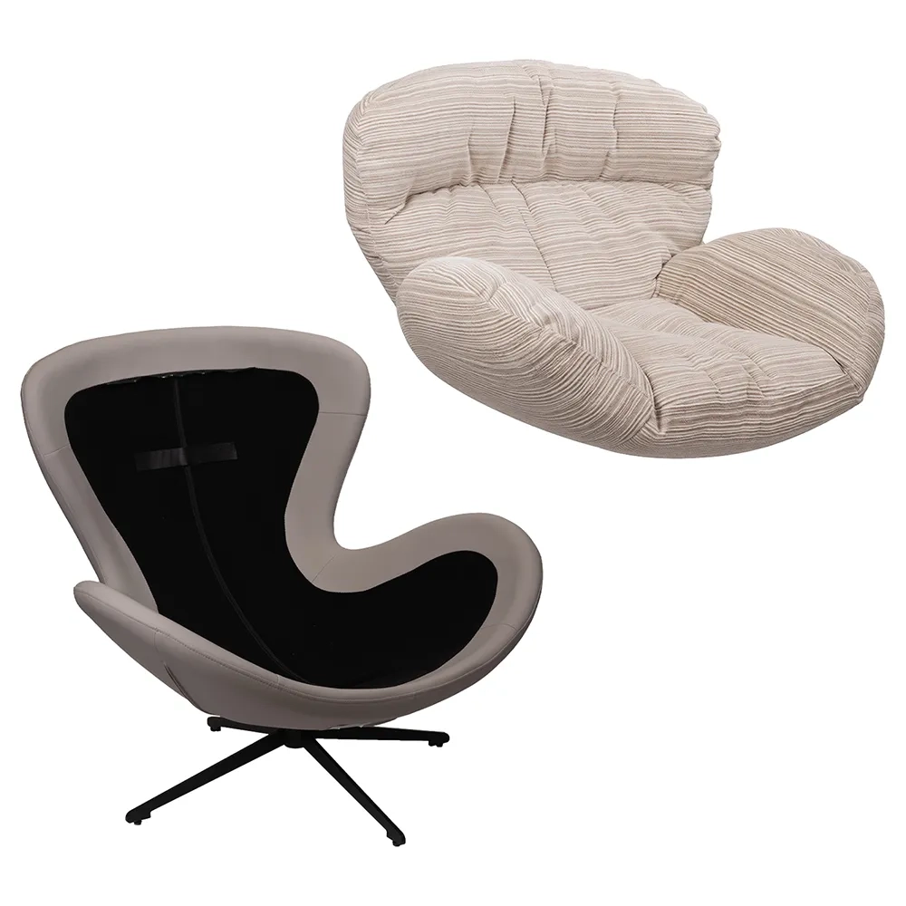 Кресло Bradex Home BLISS серый, экокожа, шенилл