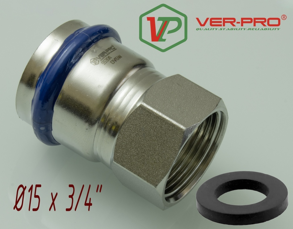 НЕРЖ Соед. с НАКИД. гайк. 15*3/4  "VER-PRO"  (80/5шт)
