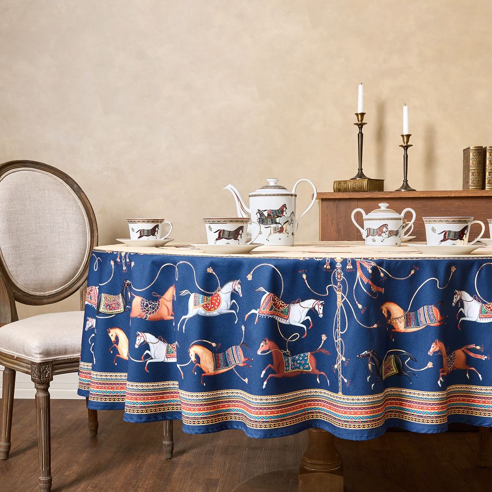 СКАТЕРТЬ КРУГЛАЯ "PASSAGE" 220СМ ,БЕЖЕВЫЙ, 100% ХЛОПОК,ТВИЛ,ПРОПИТКА