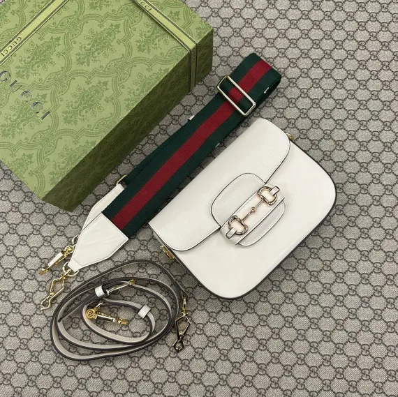 Мини-сумка Gucci Horsebit 1955 белый