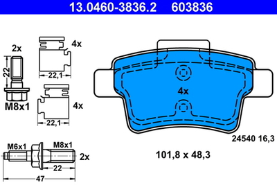 ATE - 13046038362-ATE - Brake Pad Set, disc brake