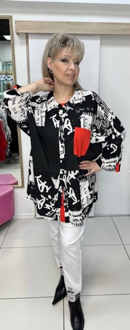 Туника-рубашка с красной отделкой