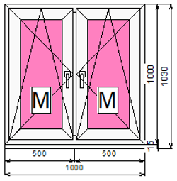 Пластиковое окно 1000 х 1000 ТермА Эко + Москитная сетка