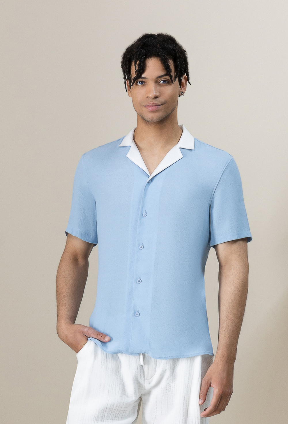 Рубашка с коротким рукавом голубая 02-01-23 SS men