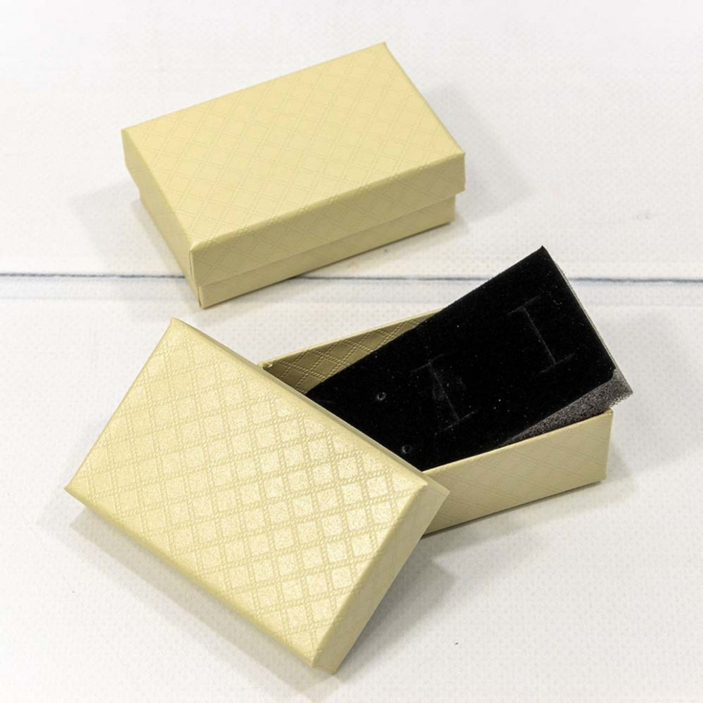 Коробка Ювелирная 8х5х2.5 см Набор 2 шт "Ромбики" (Бежевый)