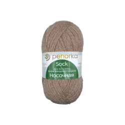 Носочная пряжа Россия Пехорка 50%полутонк.шерсть 50%акрил 5х100г/200м (377-Кофейный)