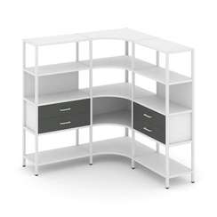 Shelf System Трехсекционный угловой стеллаж четырехярусный с ящиками SN.STMU-431 Белый/Антрацит/Мета