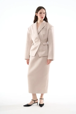 Жакет-смокинг атласный жемчужный