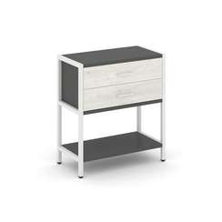 Shelf System Односекционный стеллаж двухярусный с ящиками SN.STM-212 Антрацит/Дуб Наварра/Металл Бел