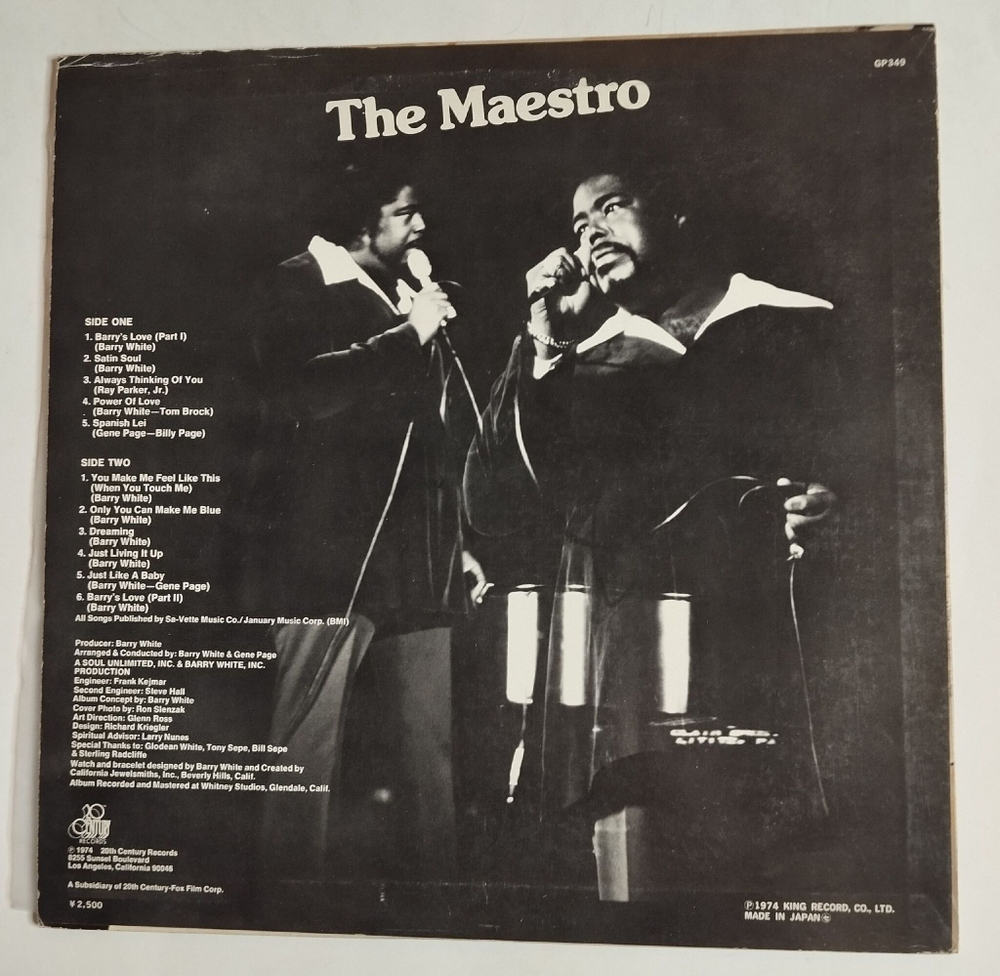 Винтажная виниловая пластинка LP Barry White The Love Unlimited Orchestra White Gold (Japan 1974) (No Obi) EX EX