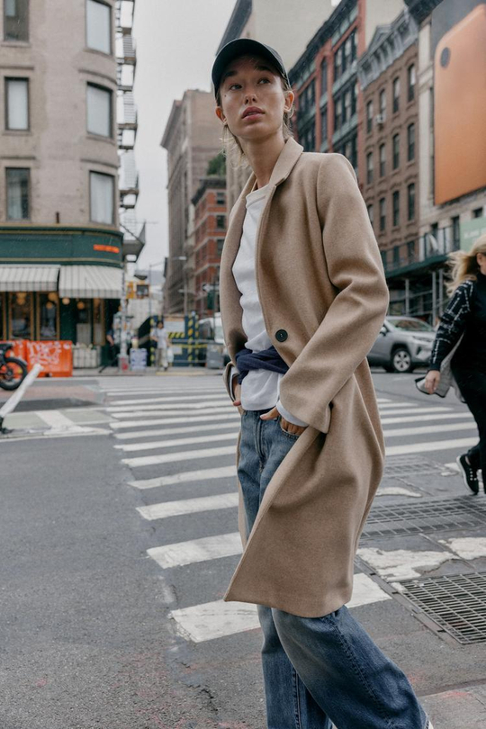 ZARA БАЗОВОЕ ПАЛЬТО ИЗ МЯГКОЙ ТКАНИ, МЯГКИЙ КАШТАНОВЫЙ