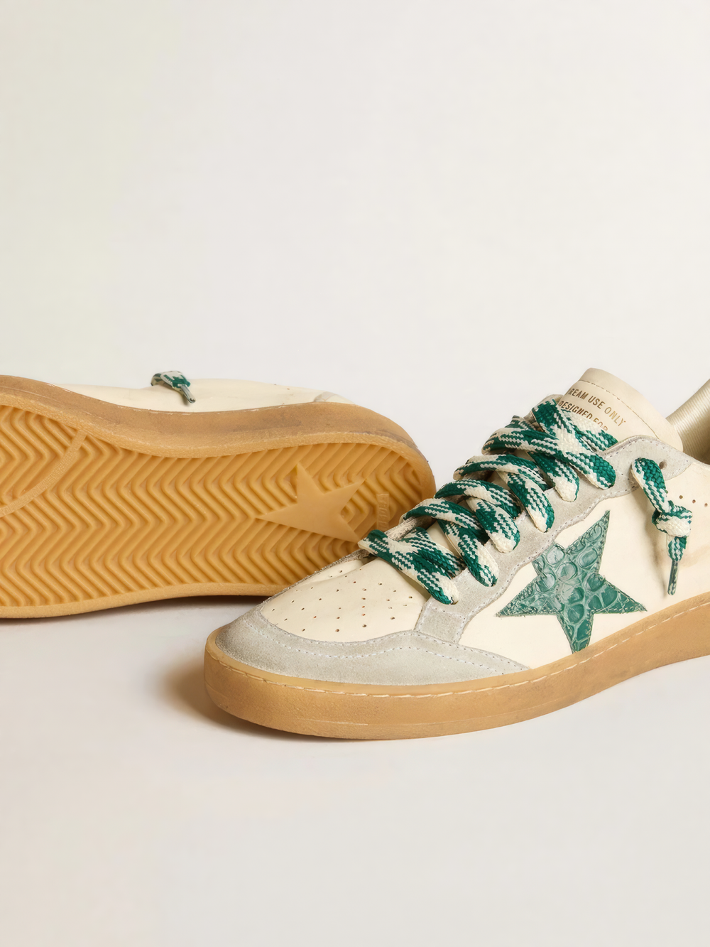Ball Star LTD in nappa leather with green star in crocodile print leather