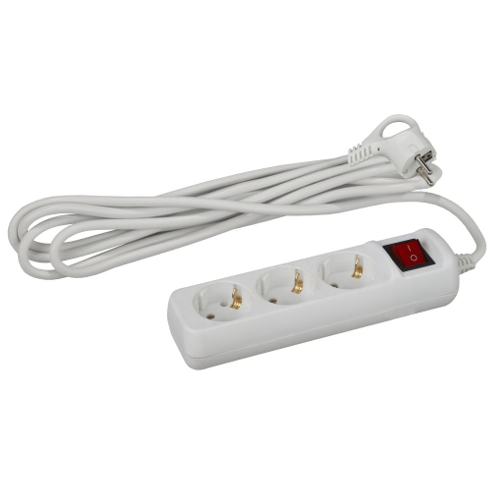 Удлинитель электрический ЭРА UX-3es-1,5m с заземлением с выключателем 3 розетки 1,5 м ПВС 3x0,75мм2 10А | Бытовые удлинители