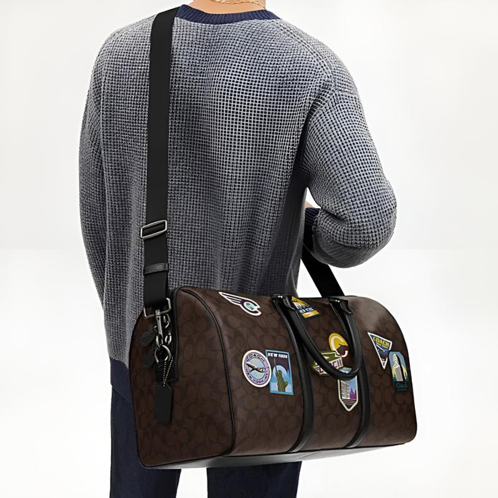 COACH Venturer PVC With Cow Leather Boston Bag, Cow Leather Handbag, Shoulder Bag, Crossbody Bag, Travel Bag Men"s