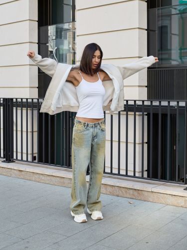 Худи на молнии в бежевом цвете