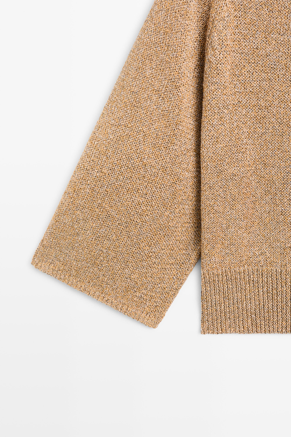 Massimo Dutti Меланжевый свитер из смесового хлопка, табачный