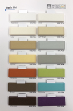 Жалюзи плиссе системы Bliss день-ночь коричневая, ткани Basic Uni 9114 brown 9116 pure white