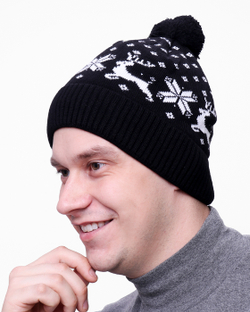 Мужская шапка PRIVAL с отворотом Скандинавия-7 черный