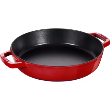 STAUB - Сковорода чугунная 34 см с двумя красными ручками / артикул   40511-519-0  / GTIN 3272340021947