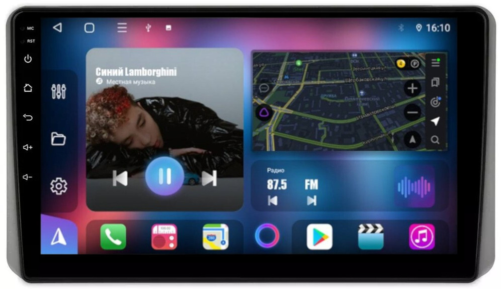 Магнитола для KIA Sportage 5 2021-2024+ (взамен 8", рамка-накладка под кожу) - FarCar 7570NM монитор 10" QLED на Android 13, 8 ядер (TS18), CarPlay, 4G SIM-слот