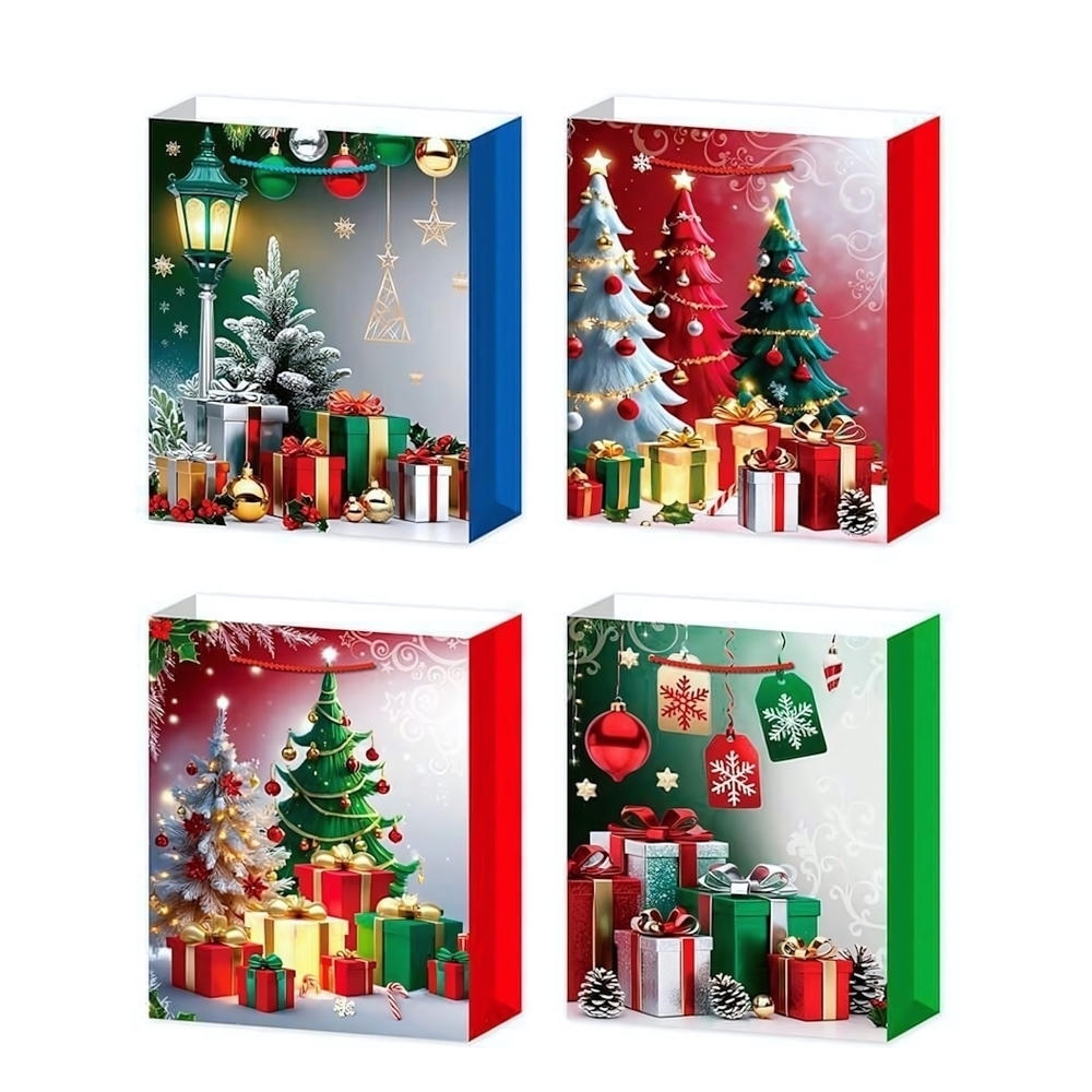 Пакет бумажный подарочный 30*41*11см. "Новый год" ассорти 4 дизайна (Mazari)
