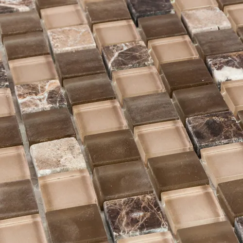 DAO-55 Мозаика из стекла и мрамора бежево-коричневая