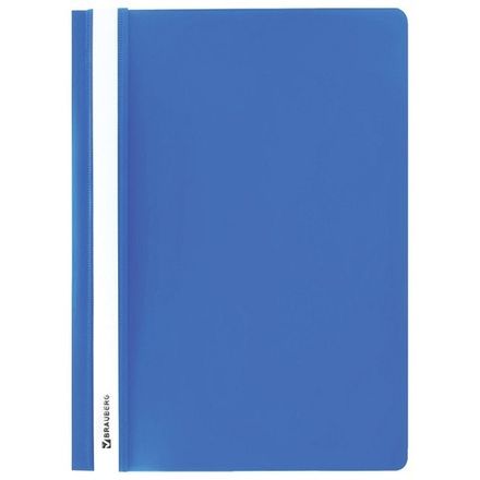 Скоросшиватель с прозрачным верхом А4, пластик 180мкм, Brauberg, голубой