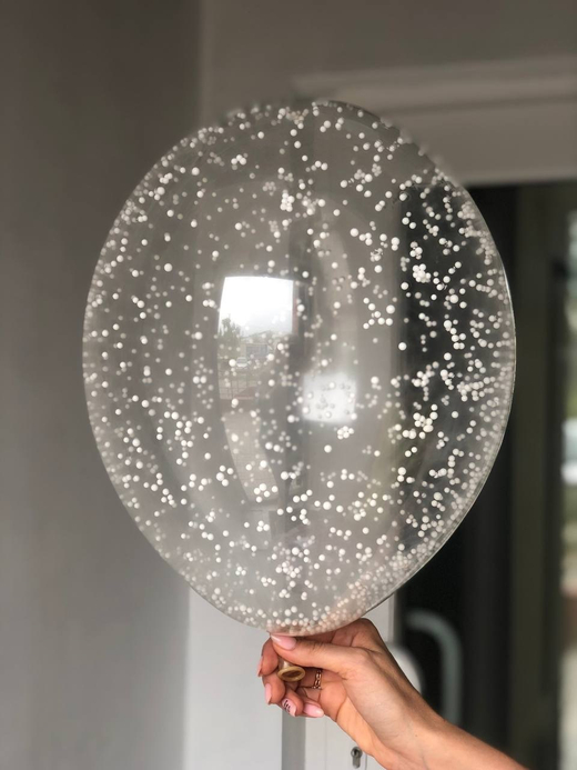 Воздушный шар с наполнением конфетти снег/пенопласт белый ПАЛИТРА №4164