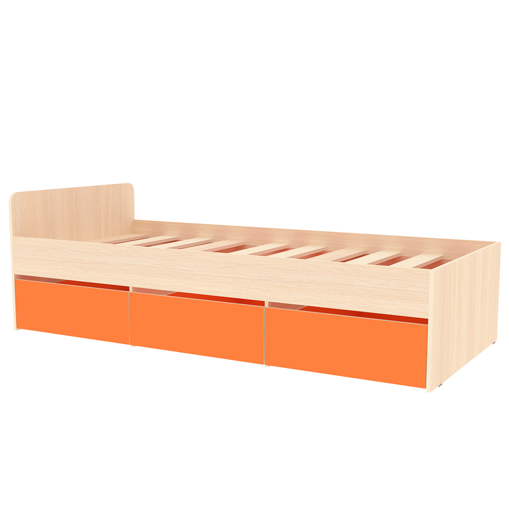 Кровать односпальная КарИВи КИВи  Дуб Молочный Оранжевый