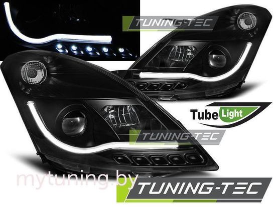 Передние фары tube light black для Suzuki Swift 4(IV)