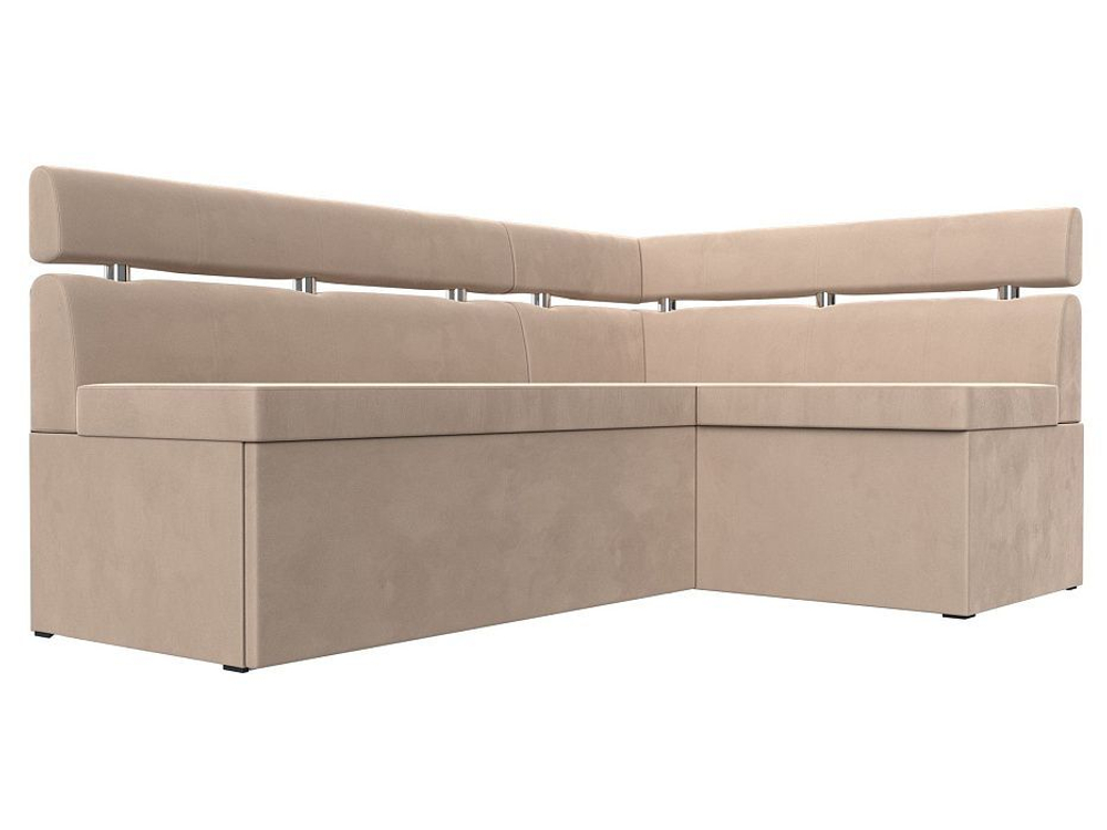 Диван кухонный угловой Классик правый угол, Бежевый, Велюр, 117971