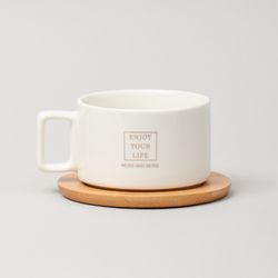 ЧАЙНАЯ ПАРА LEFARD WHITE 300 МЛ С БАМБУКОВЫМ БЛЮДЦЕМ