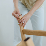 Растущий стул: натуральный дуб, белое сиденье