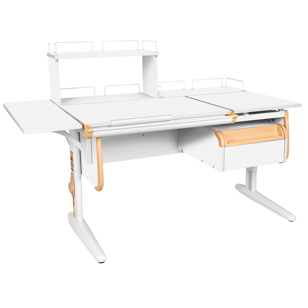 Растущая парта с навесной тумбой, задними и боковой полками Дэми СУТ 25-05-Б1Д1 (1500×880 мм)