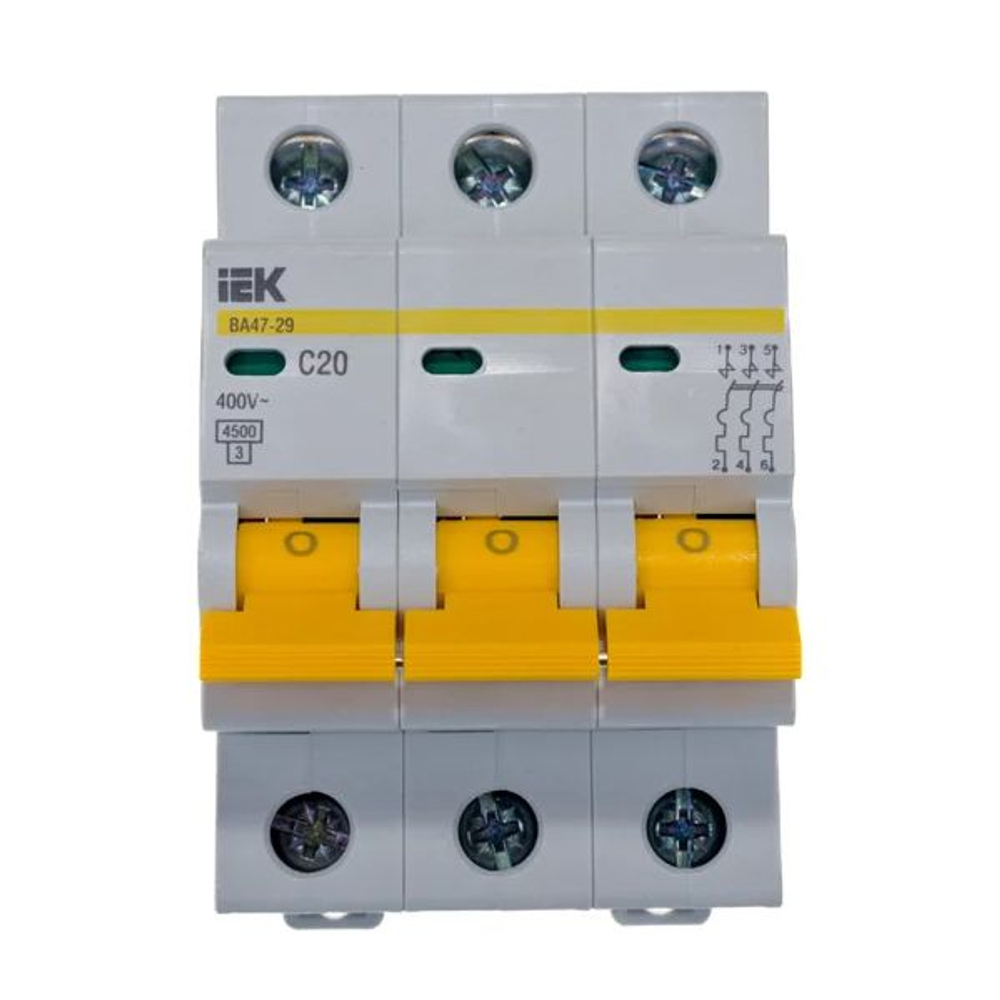 Выключатель автоматический модульный 3п C 20А 4.5кА ВА47-29 KARAT IEK MVA20-3-020-C