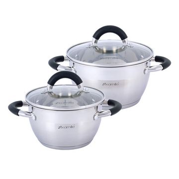 Набор кастрюль 4 предмета из нержавеющей стали Kamille KM-5753 (1,8 л; 2,5 л) с силиконовыми вставками на ручках