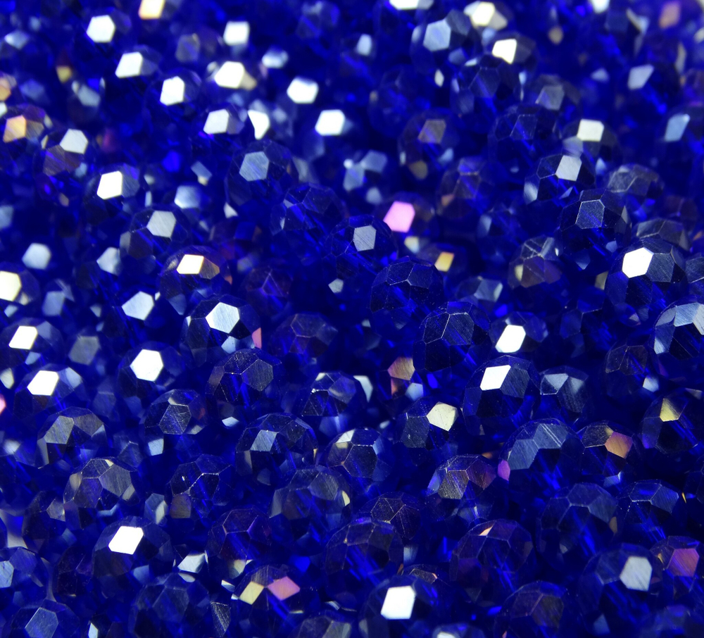 БП019ДС46 Хрустальные бусины "рондель", цвет: синий AB прозрачный, 4х6 мм, кол-во: 58-60 шт.