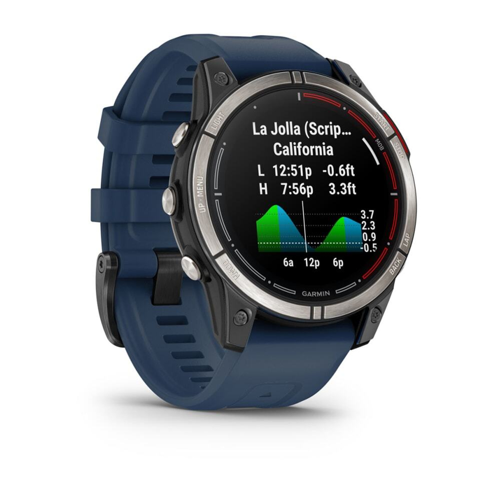 Смарт-часы Garmin Quatix 7 Pro AMOLED, титановый, темно-синий ремешок, 010-02803-81