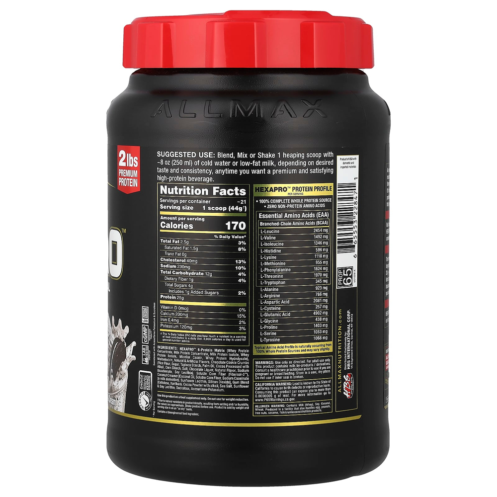 ALLMAX, Hexapro™, высокопротеиновая нежирная мука, печенье и сливки, 907 г (2 фунта)