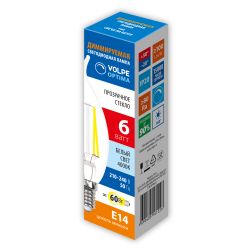 LED-CW35-6W-4000K-E14-CL-DIM-SLF Лампа светодиодная диммируемая. Форма свеча на ветру. прозрачная. Белый свет 4000K. ТМ Volpe