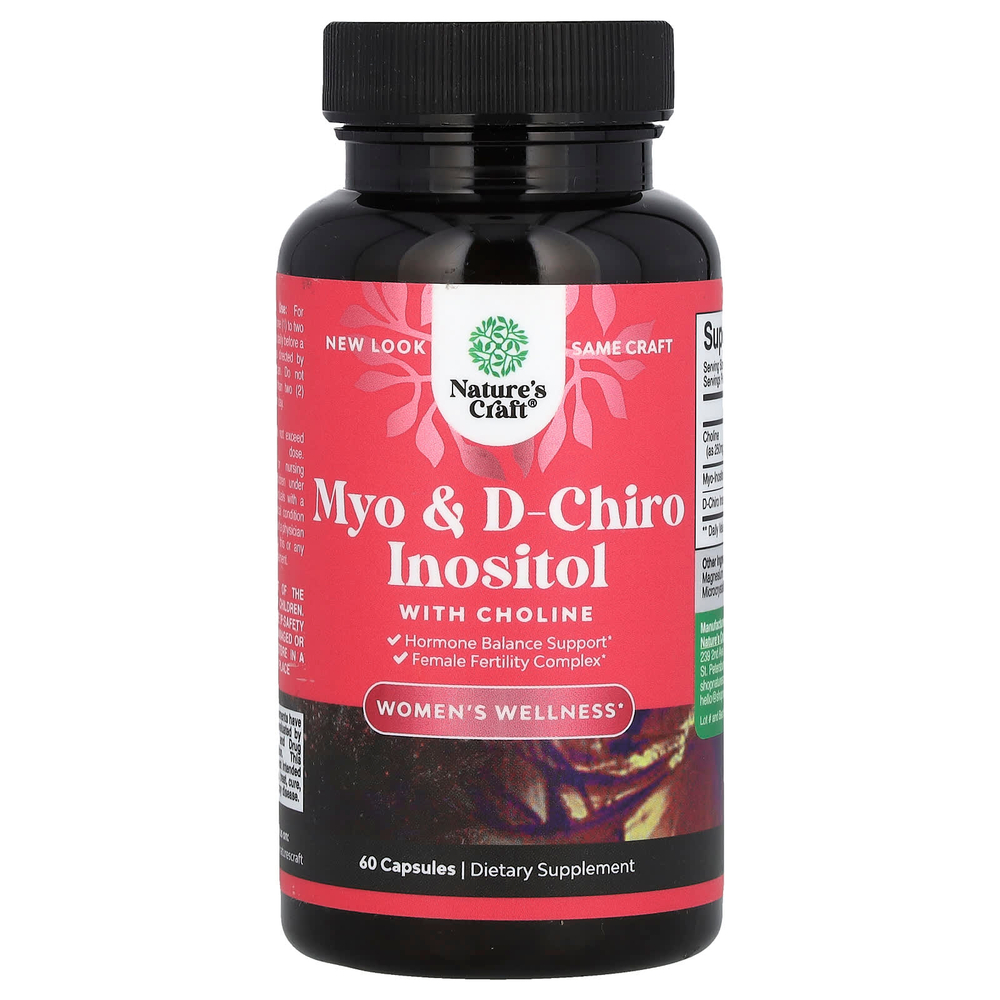 Nature's Craft, Мио и D-хиро-инозит с холином, 60 капсул