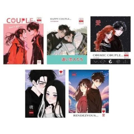 Тетрадь А5 40л кл. Hatber пласт.обл. "Альфа парочка" 5диз.в спайке