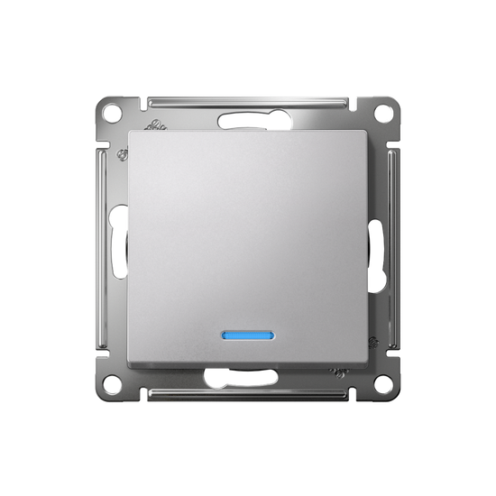 Переключатель проходной 1-кл. СП AtlasDesign 10А IP20 (сх. 6а) 10AX с подсветкой механизм алюм. SE ATN000363