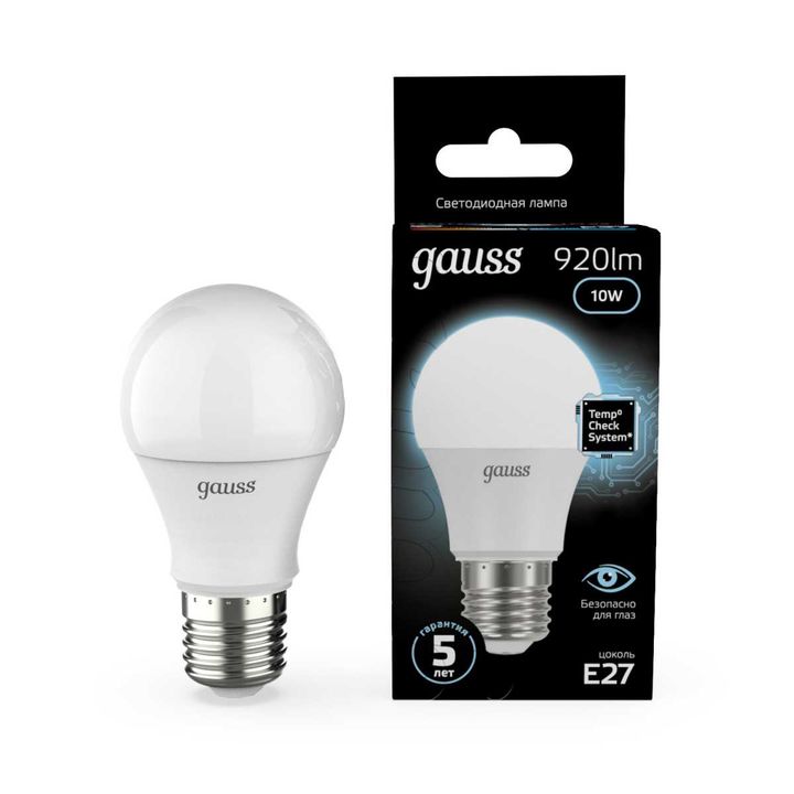 Лампа светодиодная Gauss LED A60 E27 10W 4100K матовая 102502210