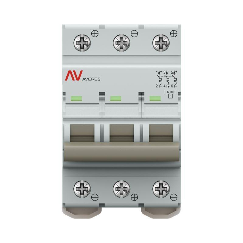 Выключатель автоматический модульный 3п C 32А 6кА AV-6 AVERES EKF mcb6-DC-3-32C-av